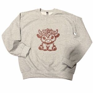 Highland Cow Brown Custom Made Crewneck/Sweastshirts - ALL SIZES!